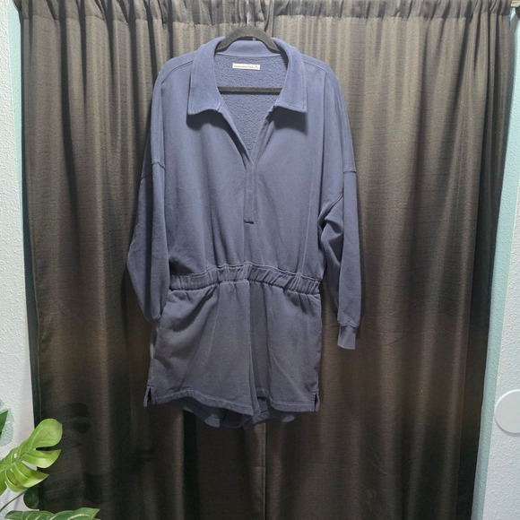 Abercrombie & Fitch Navy Blue Long Sleeve Polo Fleece Shorts Romper XL - Picture 7 of 10